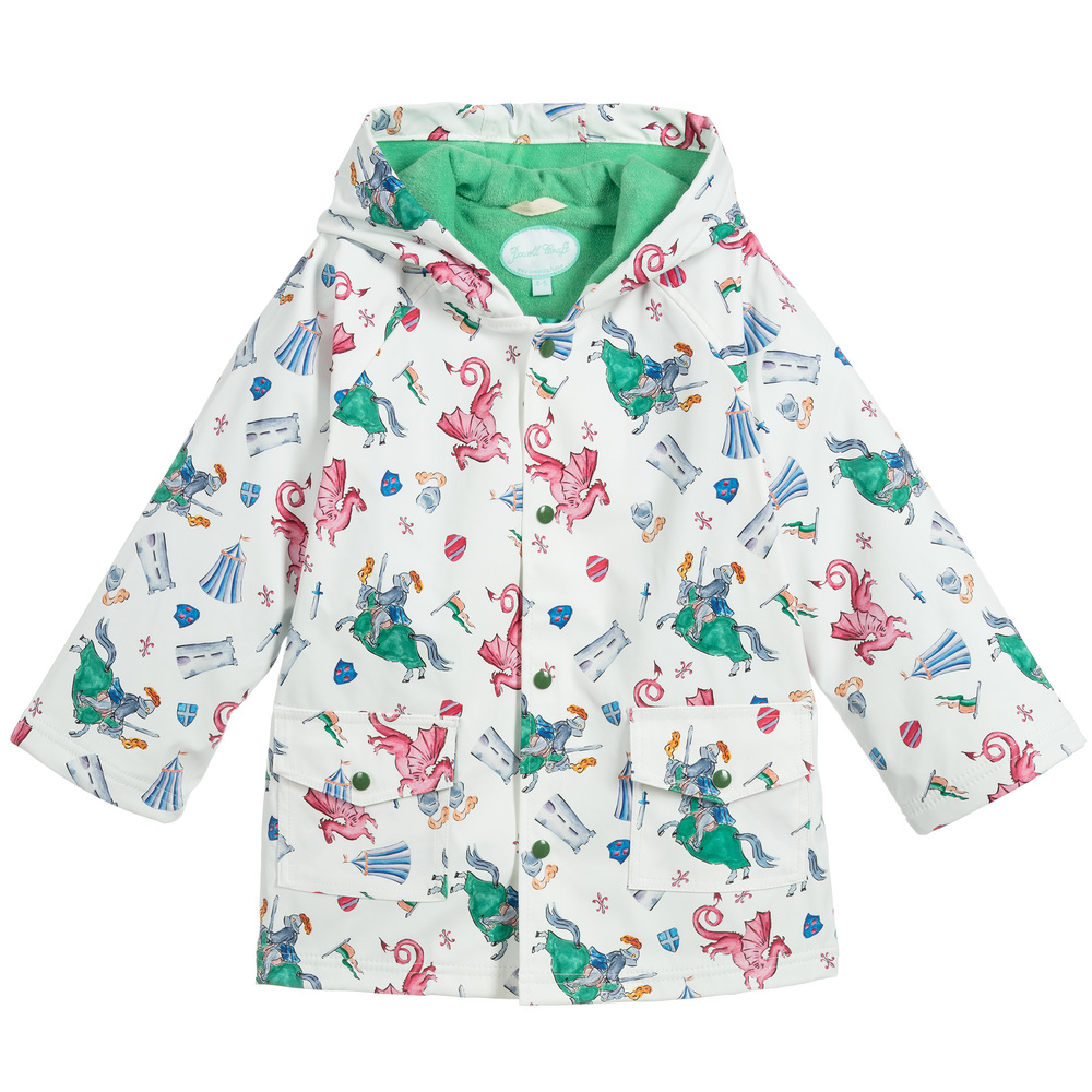 Powell Craft - معطف واقي من المطر لون أبيض وأخضر للأولاد | Childrensalon