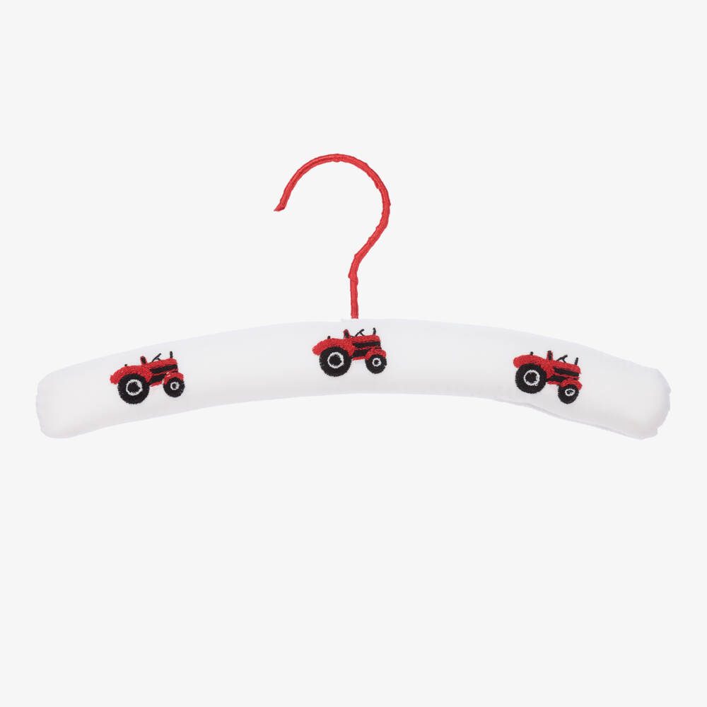 Powell Craft-White Padded Clothes Hanger with Tractors | Childrensalon Outlet