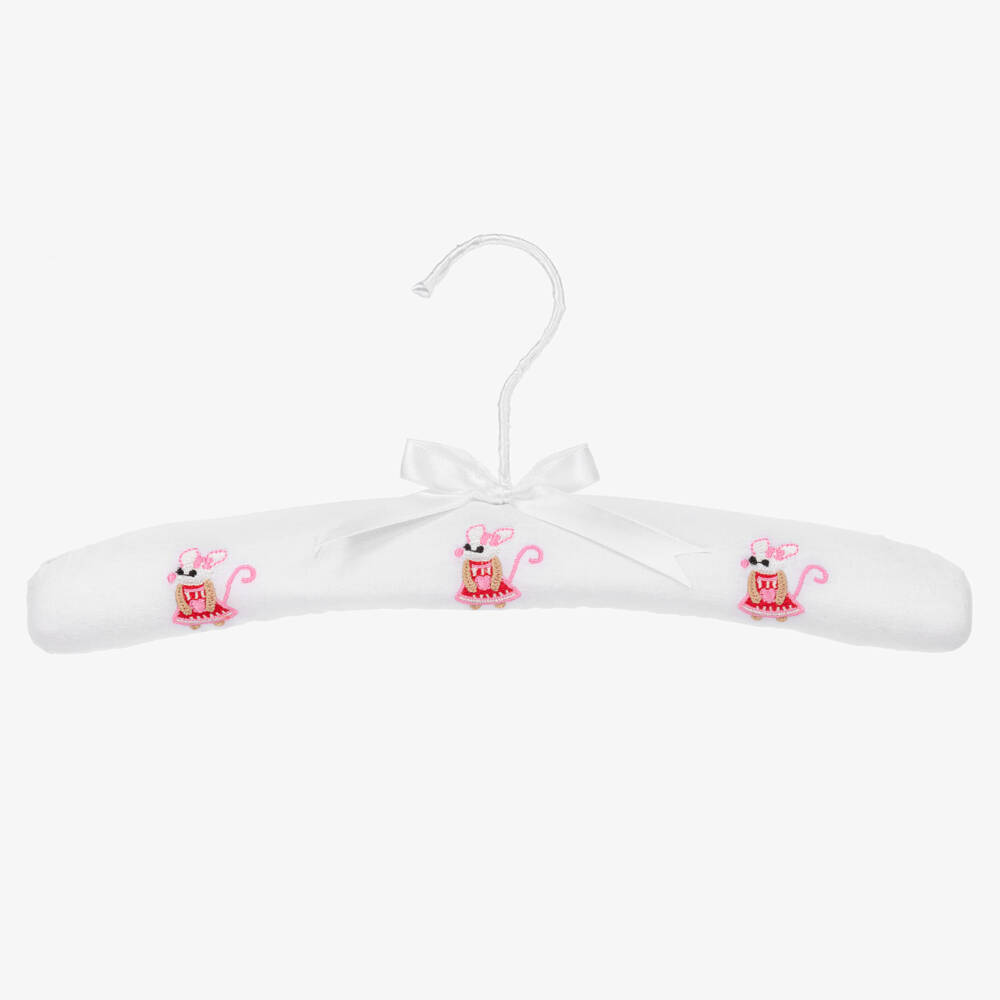 Powell Craft-White Padded Mouse Clothes Hanger (32cm) | Childrensalon Outlet