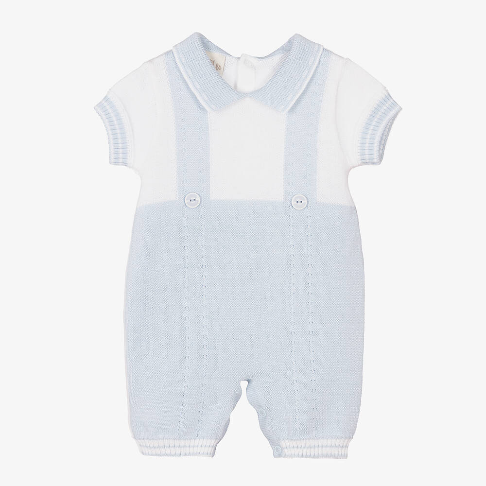 Pretty Originals - Barboteuse bleue en maille de coton | Childrensalon