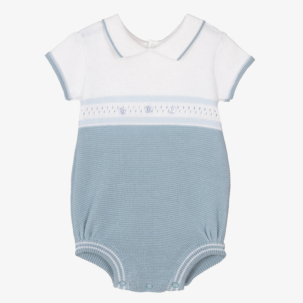 Pretty Originals - Baby Boys Blue Cotton Knit Shortie | Childrensalon