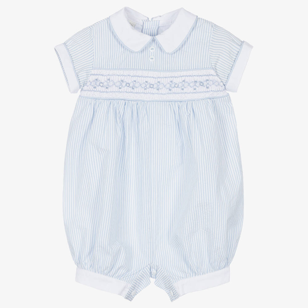 Pretty Originals - Barboteuse bleue smockée | Childrensalon