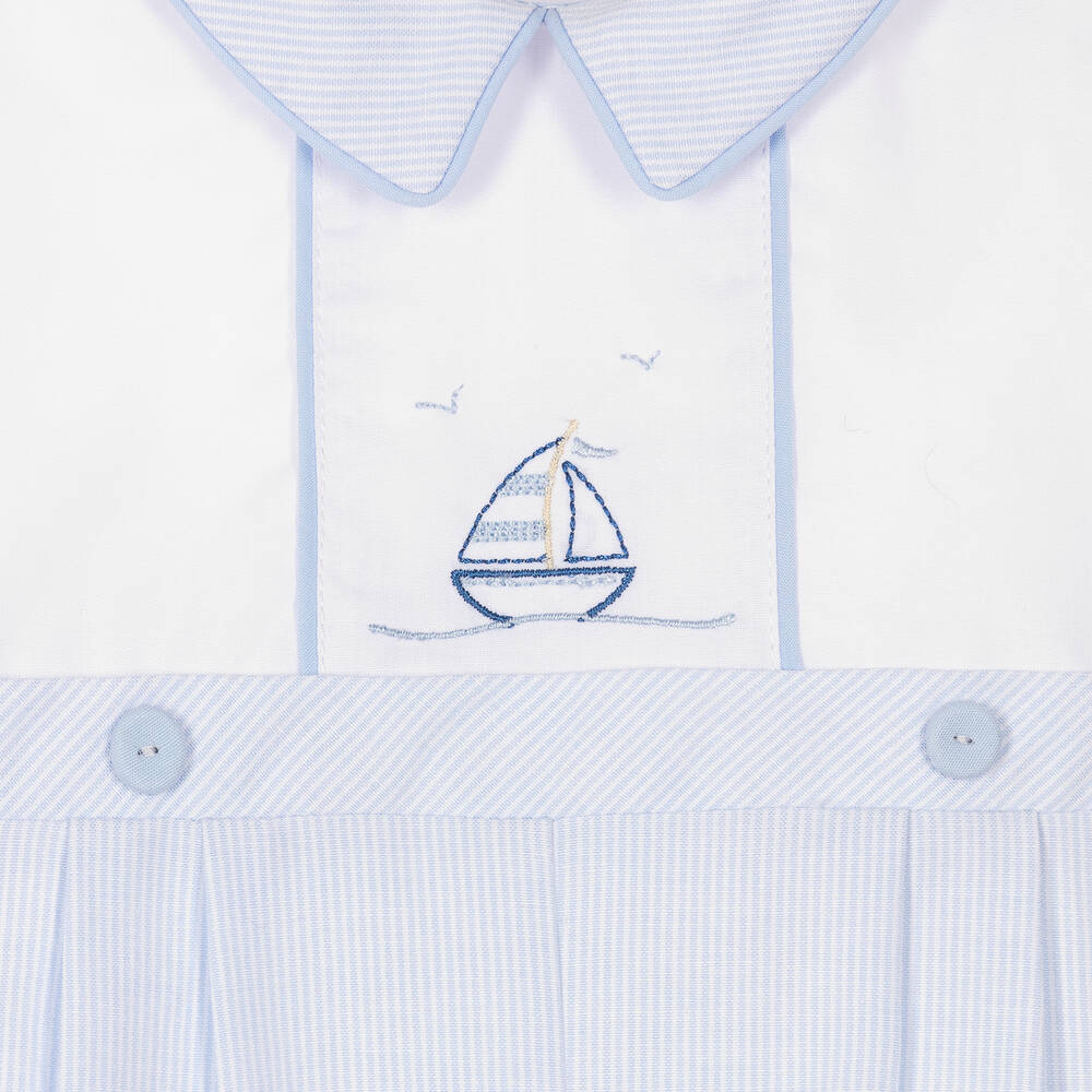 Pretty Originals-Baby Boys Blue Stripe Cotton Shortie | Childrensalon Outlet