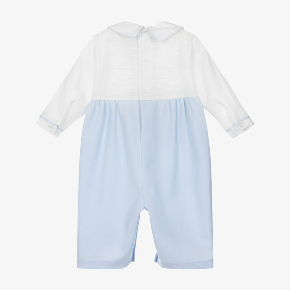 Pretty Originals-Baby Boys Ivory & Blue Romper | Childrensalon Outlet