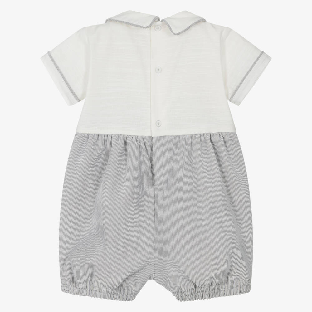Pretty Originals-Baby Boys Ivory & Grey Corduroy Shortie | Childrensalon Outlet