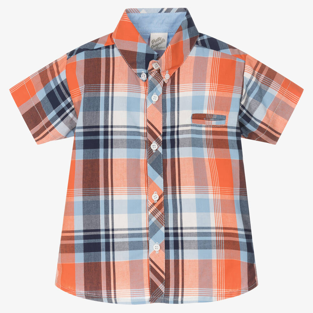 Pretty Originals - Baby Boys Orange Cotton Shirt | Childrensalon