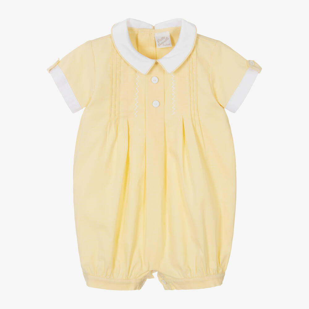 Pretty Originals-Желтый хлопковый песочник со складками | Childrensalon Outlet
