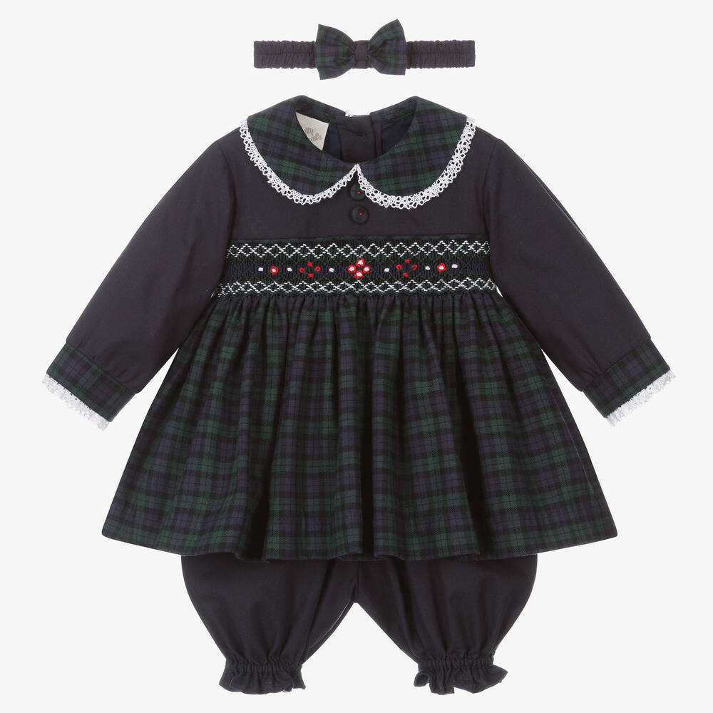 Pretty Originals - Ensemble robe bleue à carreaux bébé | Childrensalon