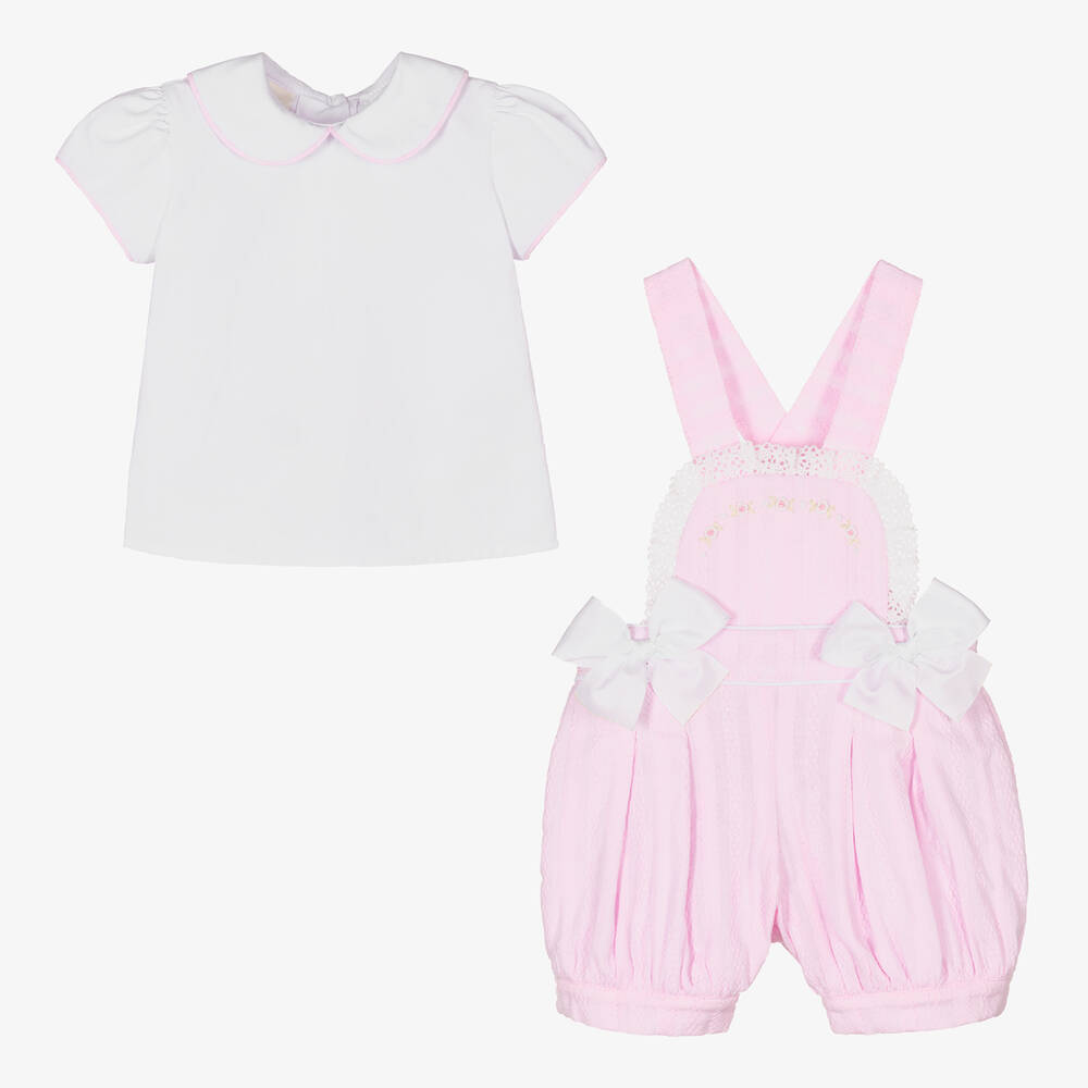 Pretty Originals-Бело-розовый комплект с шортами на бретелях | Childrensalon Outlet
