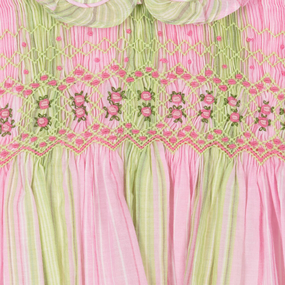 Pretty Originals-Baby Girls Pink & Green Cotton Dress Set | Childrensalon Outlet