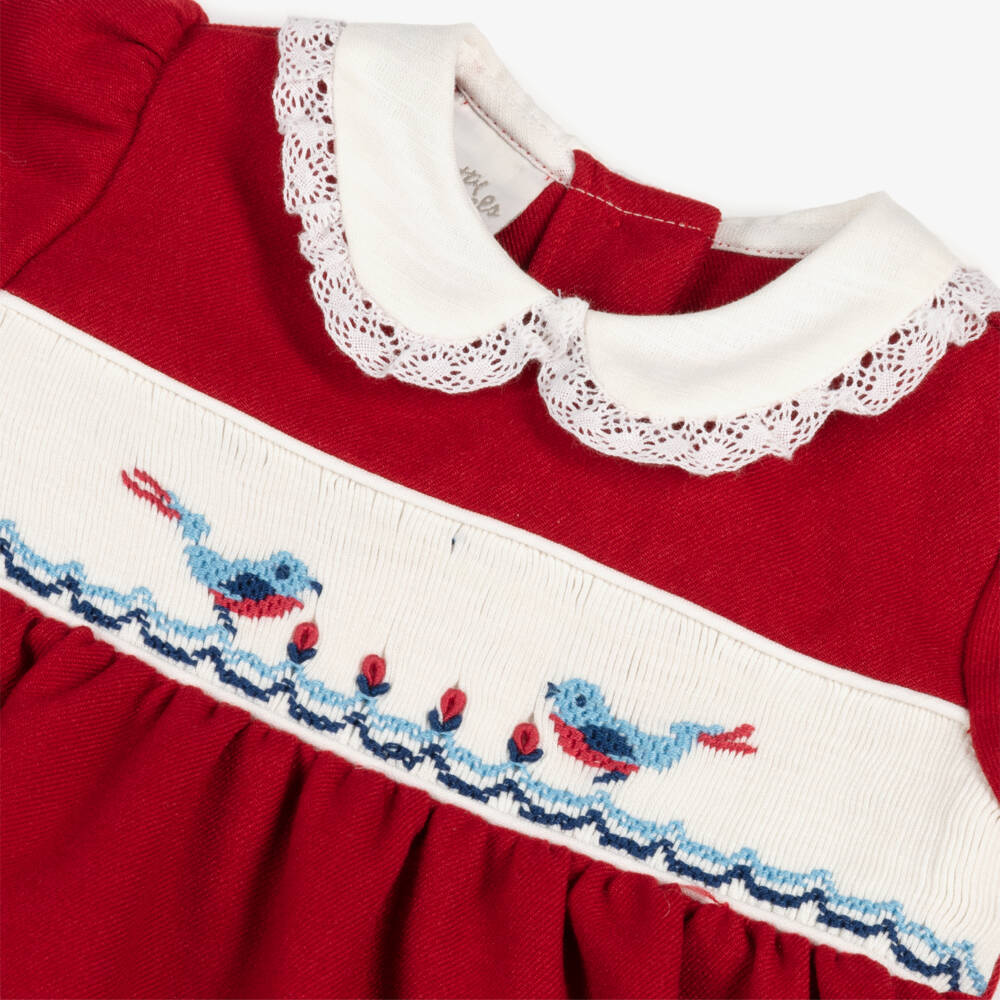 Pretty Originals-Baby Girls Red Embroidered Bird Shortie | Childrensalon Outlet