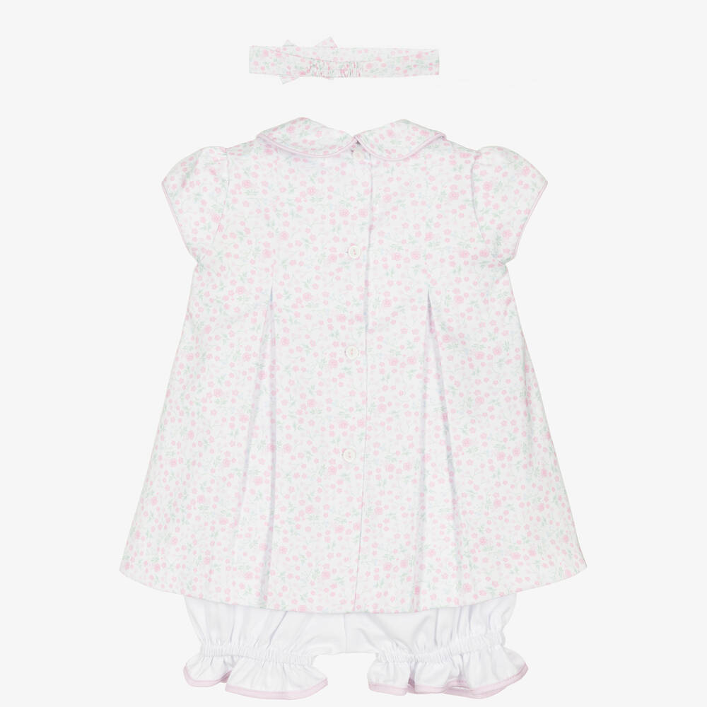 Pretty Originals-Baby Girls White & Pink Cotton Dress Set | Childrensalon Outlet