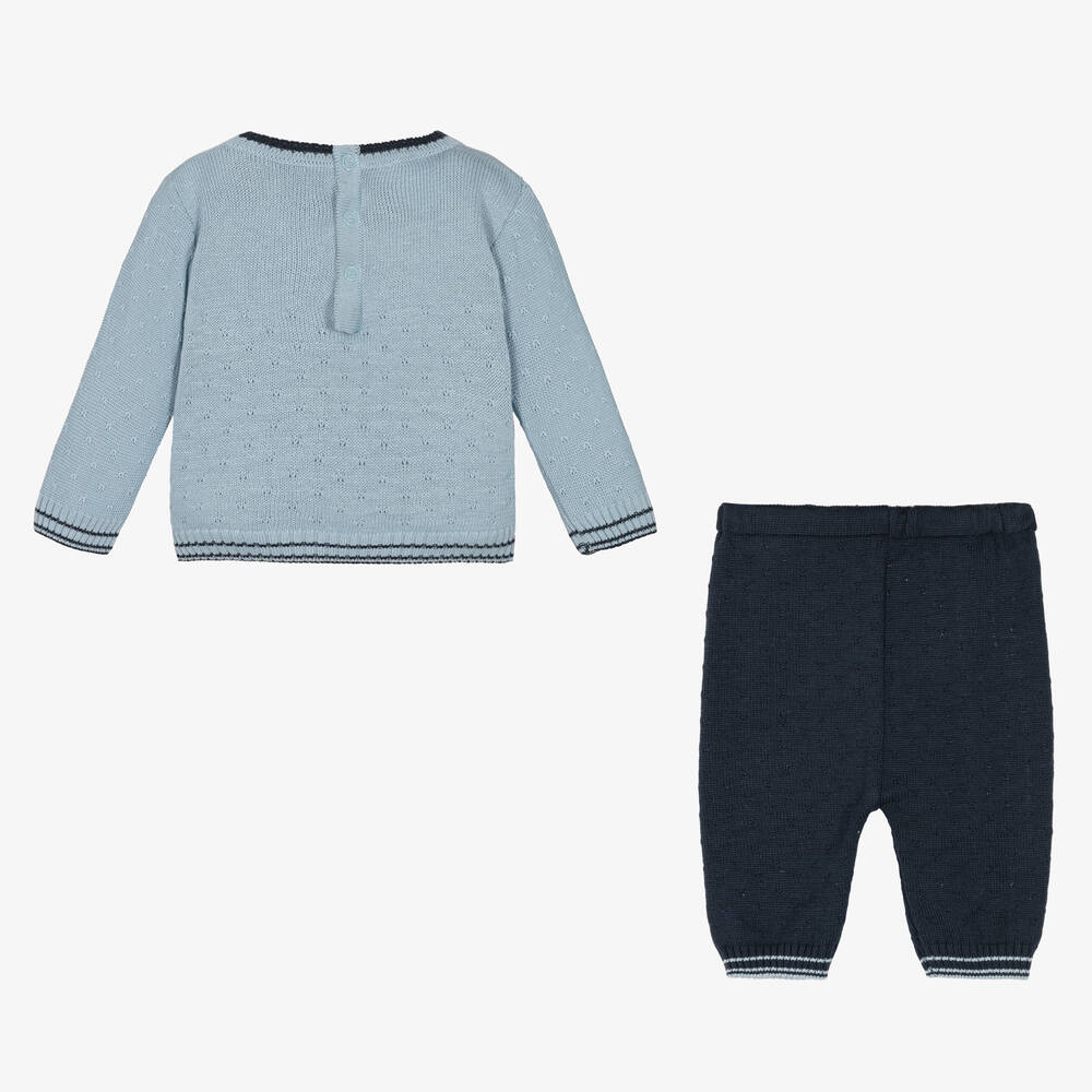 Pretty Originals-طقم بنطلون أطفال ولادي قطن محبوك لون أزرق | Childrensalon Outlet