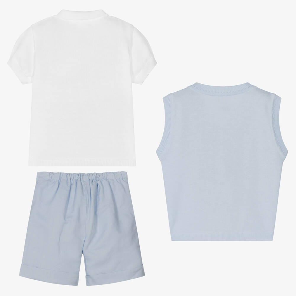 Pretty Originals Boys Blue Cotton Shorts Set Childrensalon Outlet