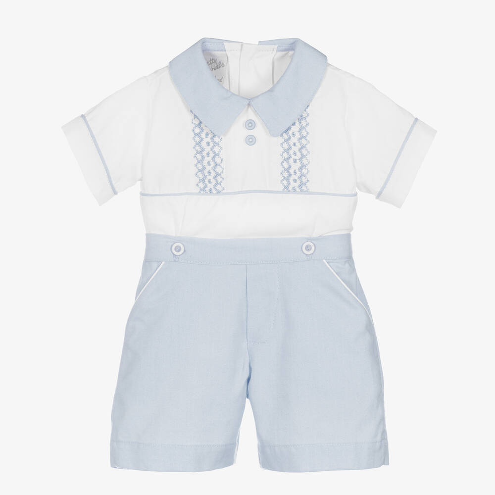 Pretty Originals-بِدلة رسمية مزيج قطن مطرزة سموكينغ لون أزرق | Childrensalon Outlet