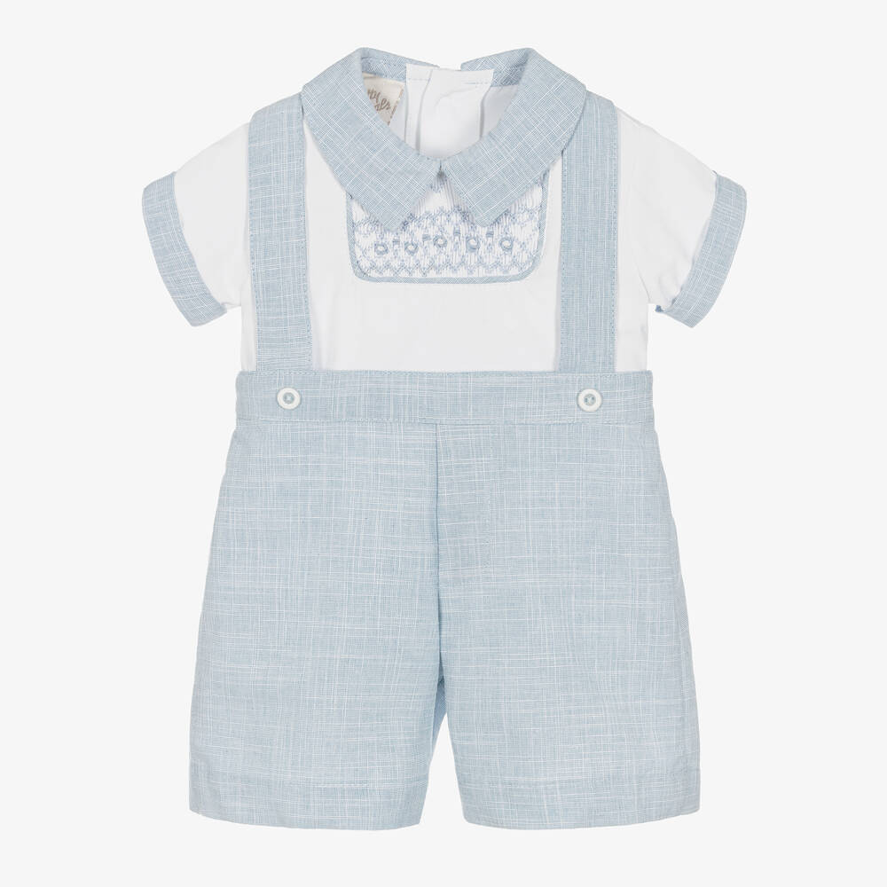Pretty Originals-Boys Blue Smocked Shorts Set | Childrensalon Outlet