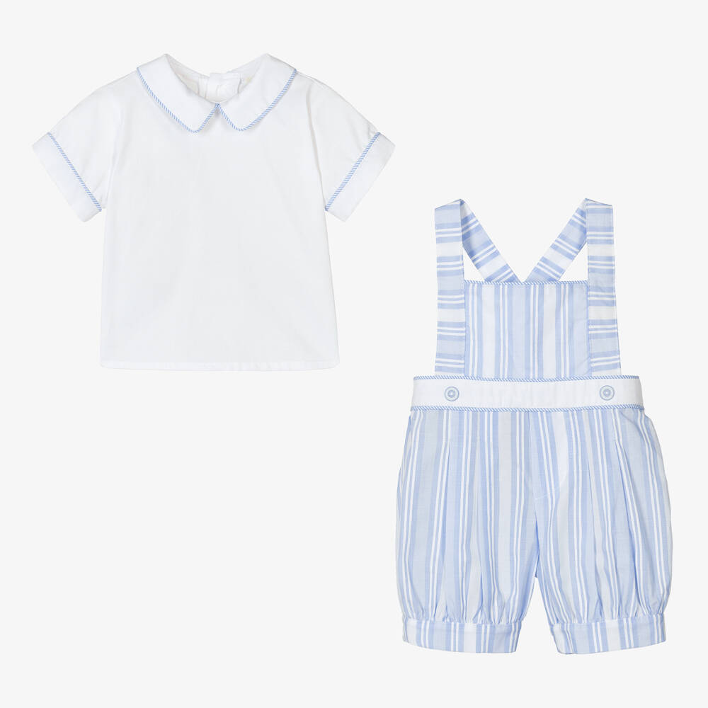 Boys Striped Denim Dungaree Set