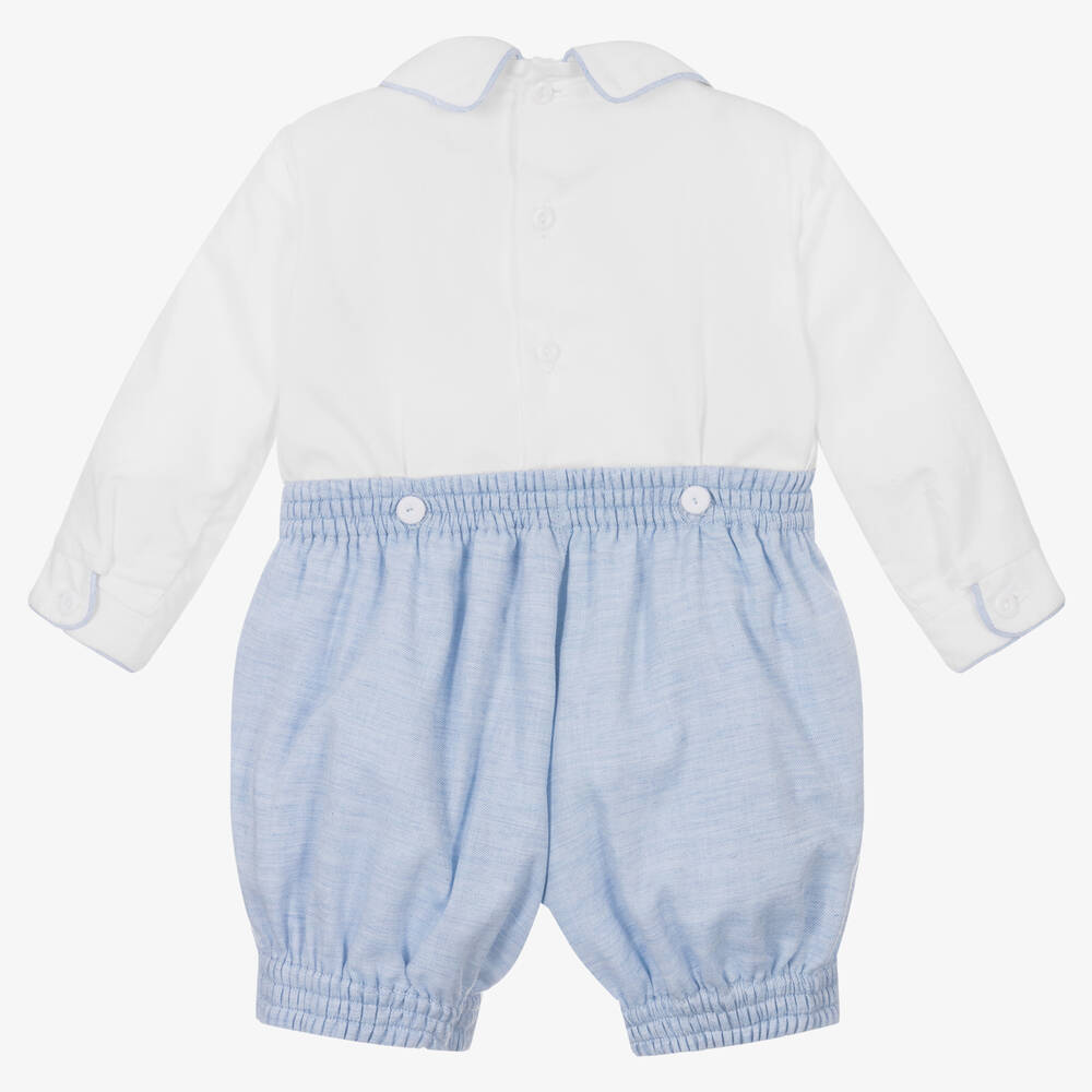 بريتي أوريجينال-بِدلة رسمية أطفال ولادي قطن لون أبيض وأزرق | Childrensalon Outlet