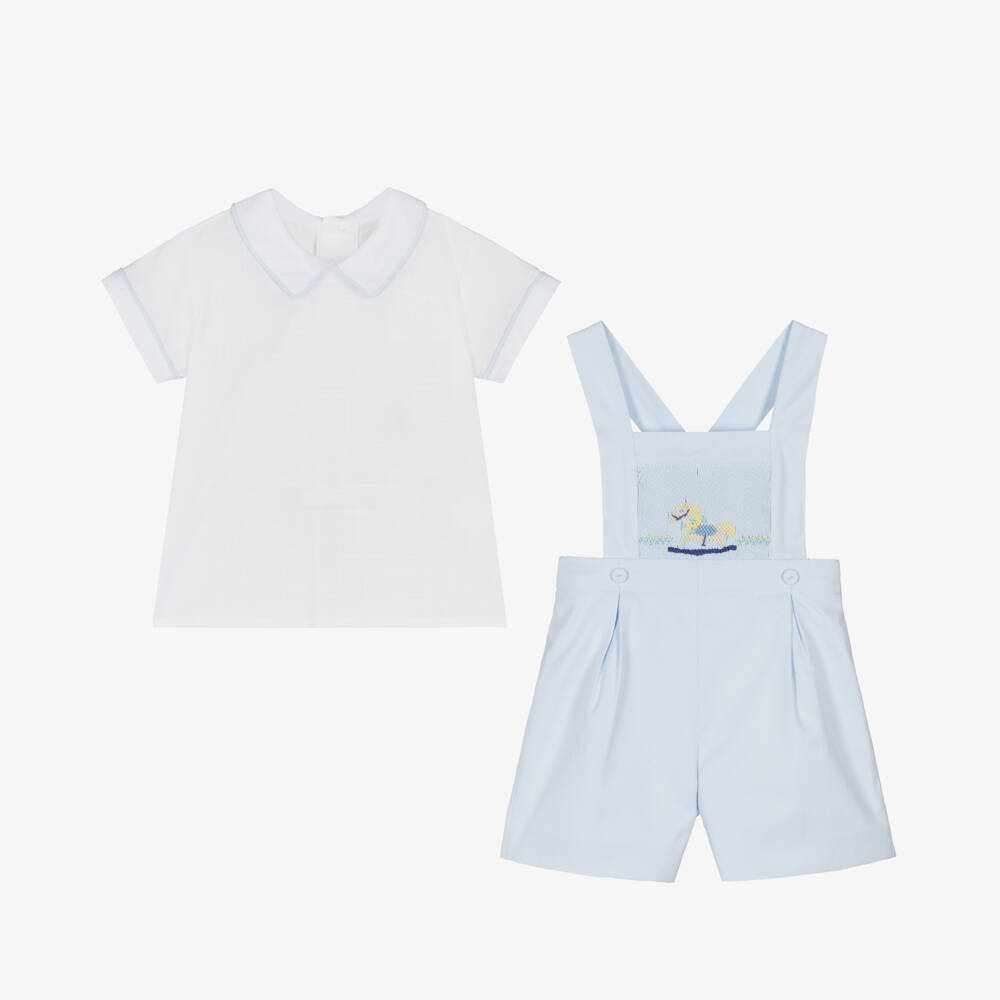 Pretty Originals-Boys Blue & White Smocked Outfit | Childrensalon Outlet