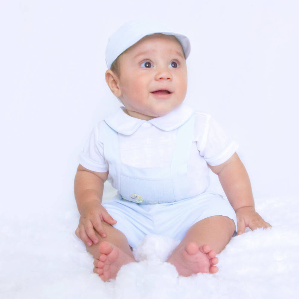 Pretty Originals-Boys Blue & White Smocked Outfit | Childrensalon Outlet