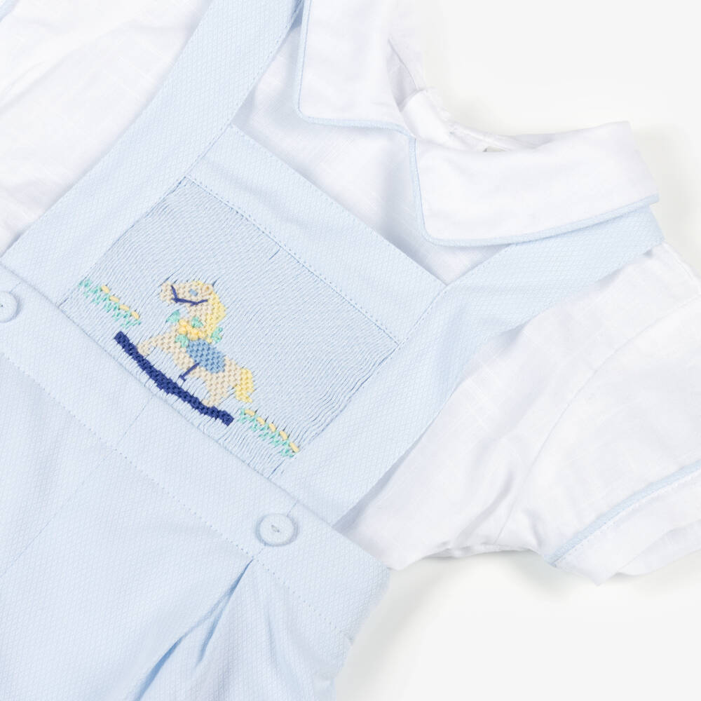 Pretty Originals-Boys Blue & White Smocked Outfit | Childrensalon Outlet