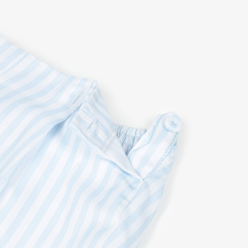 Pretty Originals-Boys Blue & White Striped Cotton Hand-Smocked Buster Suit | Childrensalon Outlet