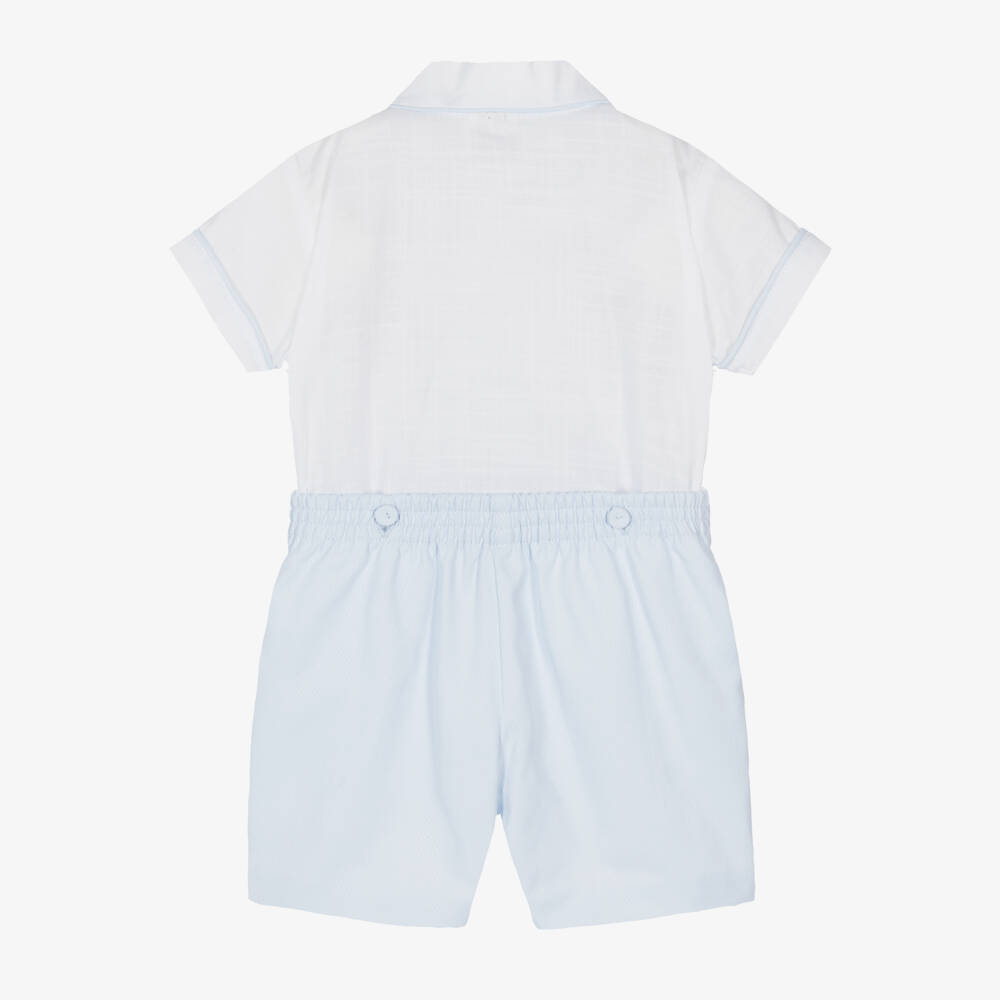 Pretty Originals-Boys Classic Blue & White Smocked Suit | Childrensalon Outlet