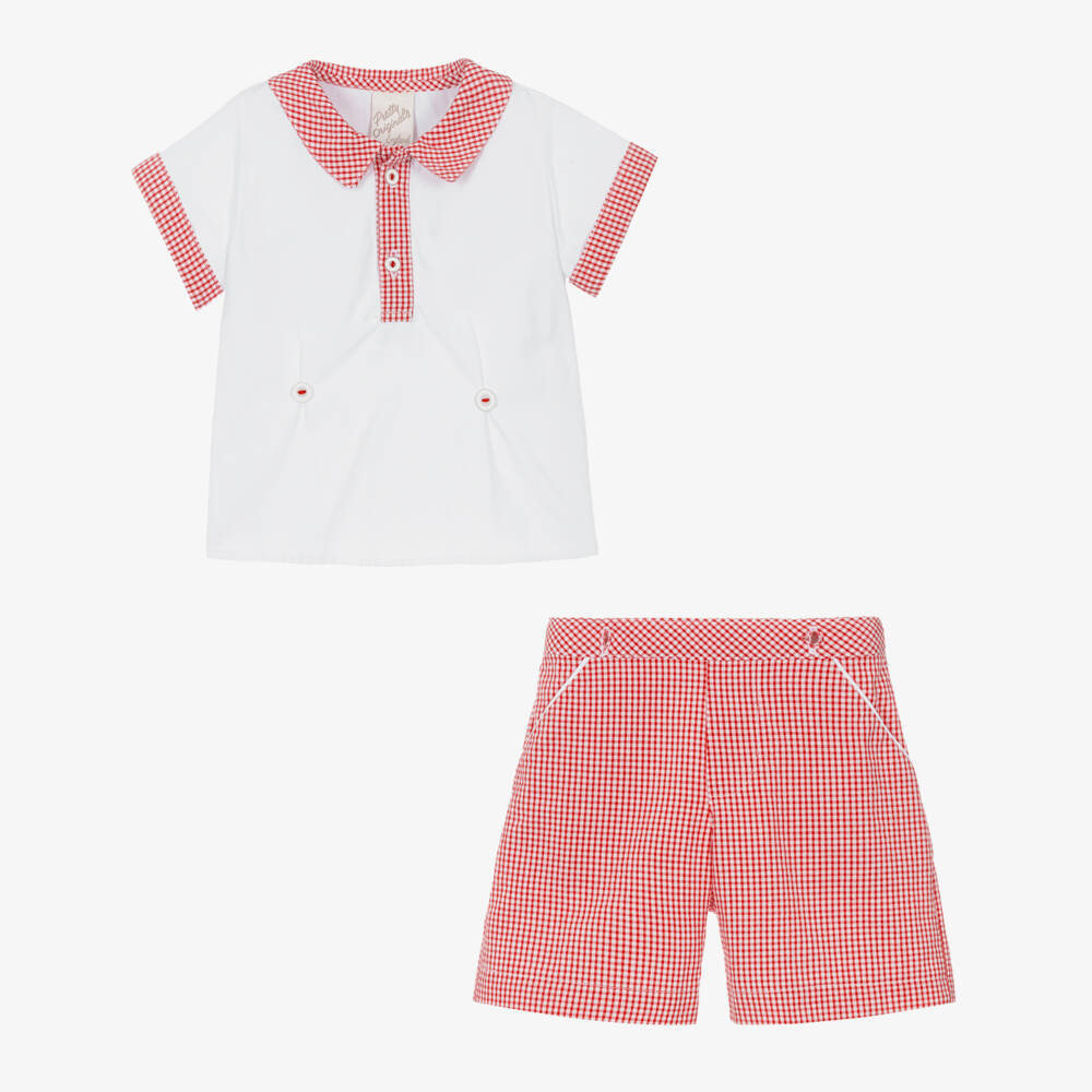 Pretty Originals-Boys Classic Red Checkered Ensemble | Childrensalon Outlet