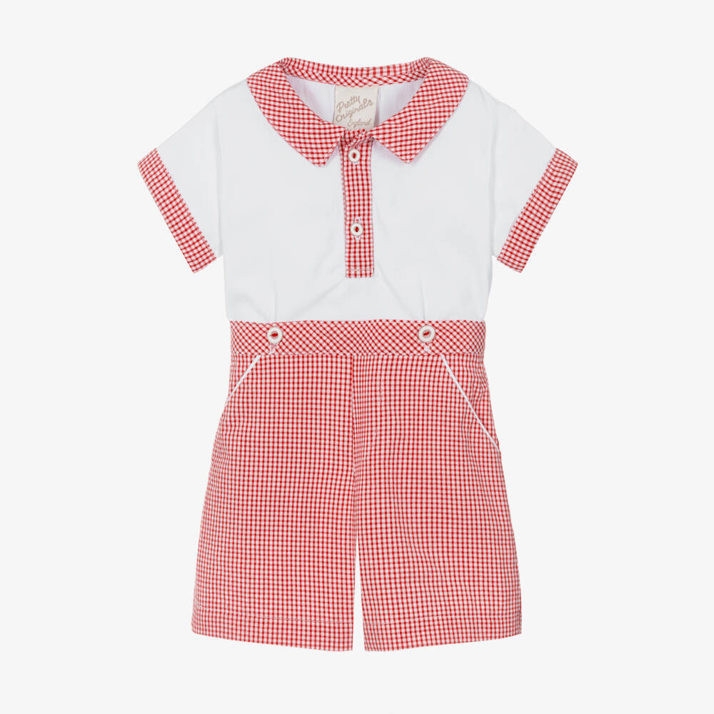 Pretty Originals-Boys Classic Red Checkered Ensemble | Childrensalon Outlet