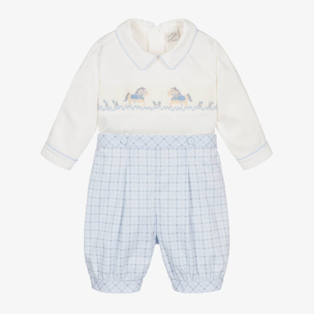 Pretty Originals-Boys Embroidered Blue Buster Set | Childrensalon Outlet