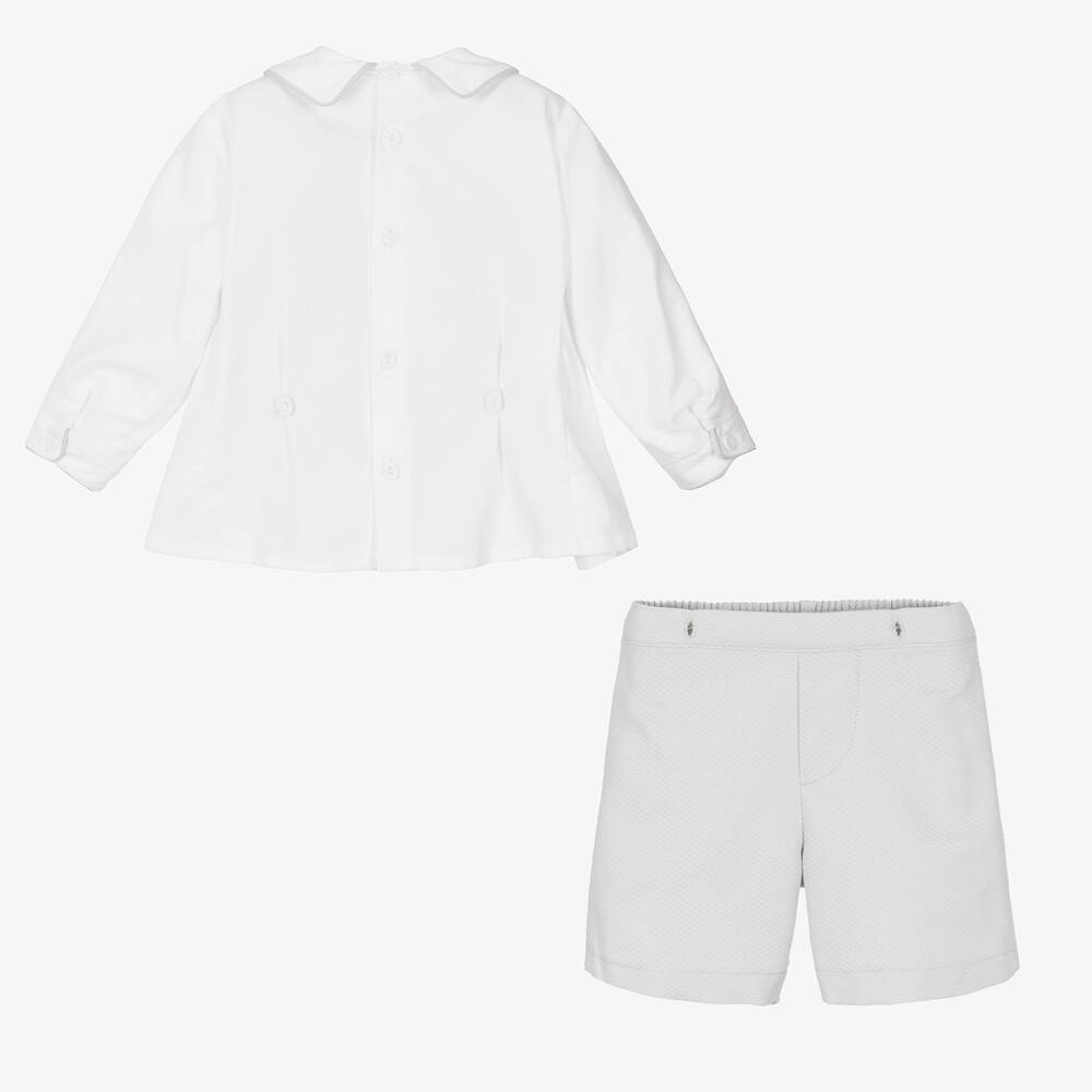 Pretty Originals-Boys Grey & White Buster Set | Childrensalon Outlet