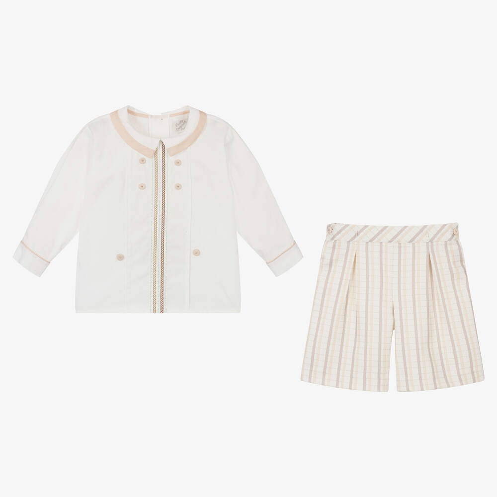 Pretty Originals-Кремовый костюм-бастер в бежевую полоску | Childrensalon Outlet