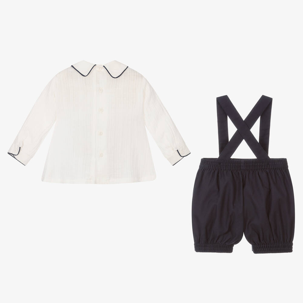 Pretty Originals-طقم شورت أطفال ولادي قطن لون عاجي وكحلي | Childrensalon Outlet