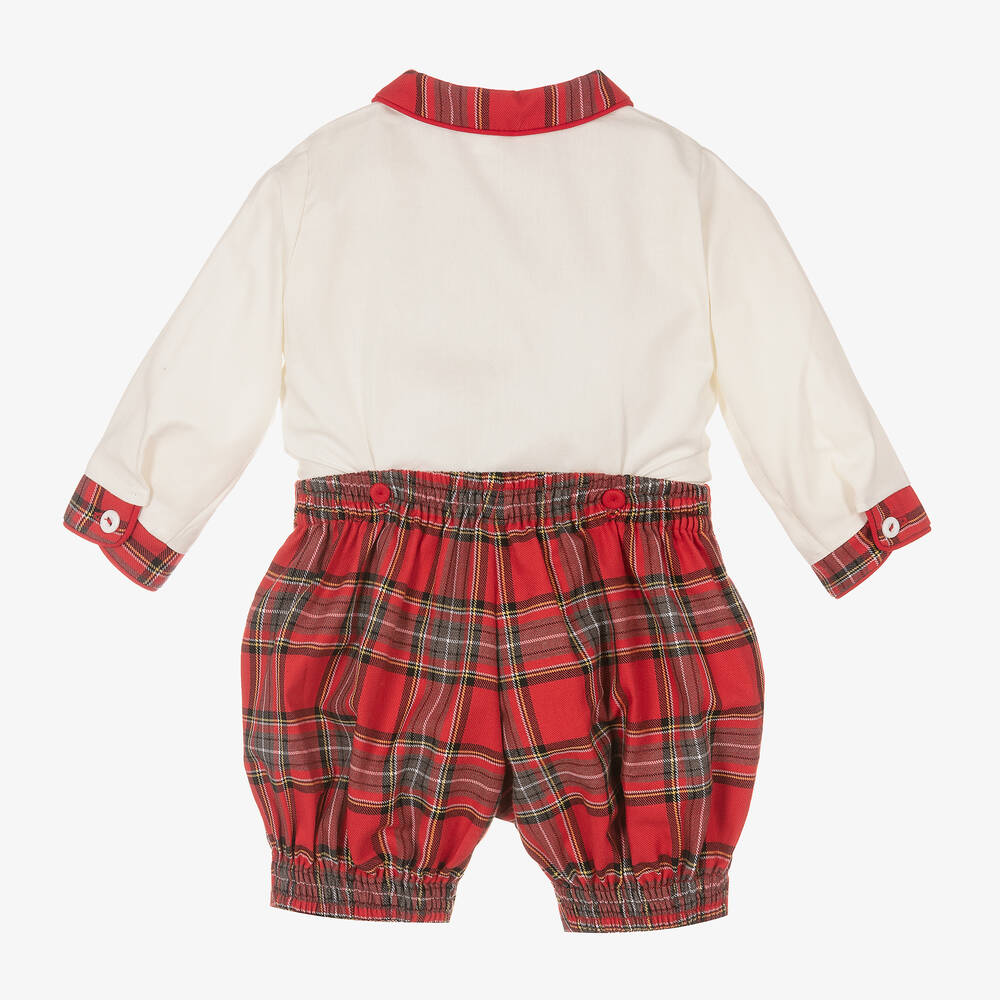 بريتي أوريجينال-بِدلة رسمية أطفال ولادي قطن لون عاجي وأحمر | Childrensalon Outlet