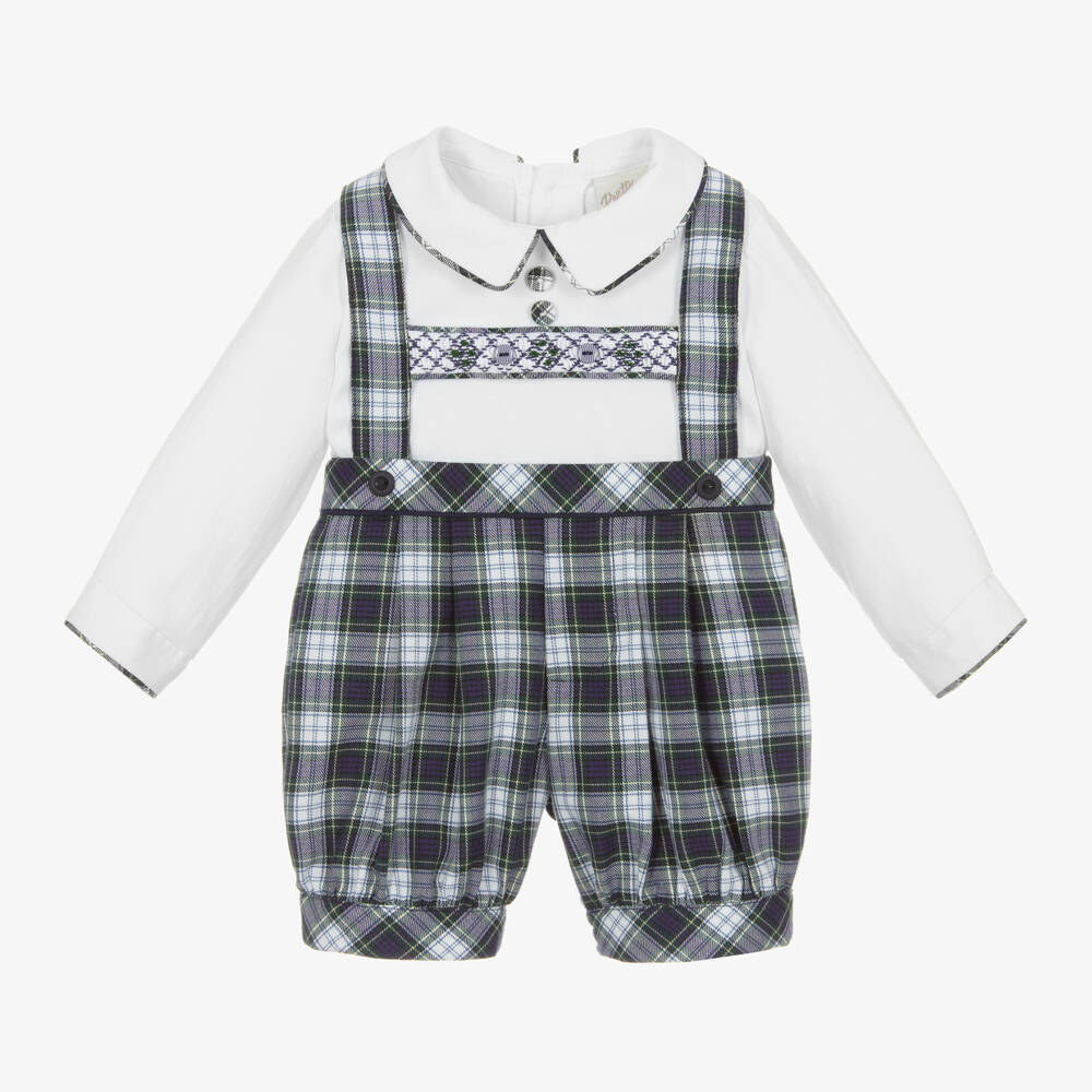 Pretty Originals-Boys Navy Check Shorts Set | Childrensalon Outlet