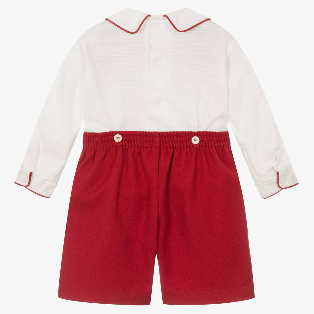 بريتي أوريجينال-بِدلة رسمية سموكينغ لون عاجي وأحمر للمواليد | Childrensalon Outlet