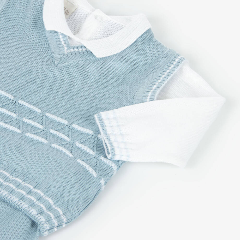 Pretty Originals-Boys Soft Blue Knit Ensemble | Childrensalon Outlet