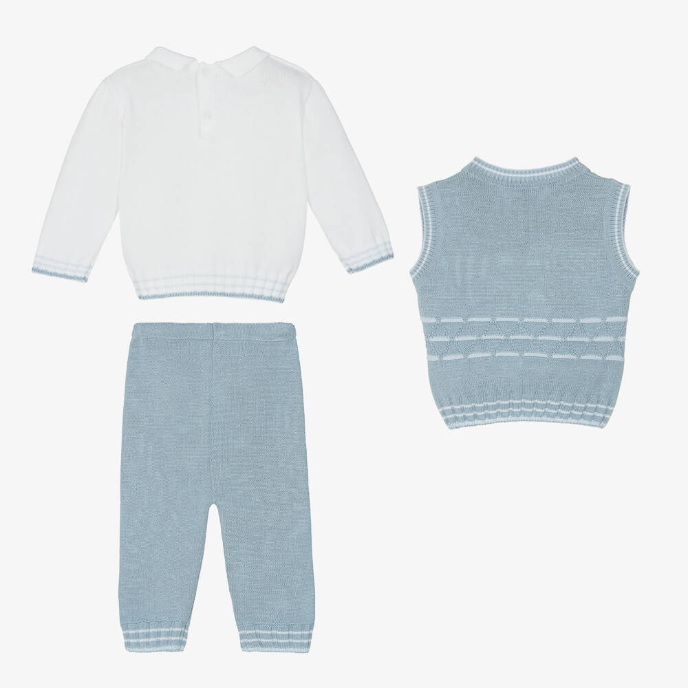 Pretty Originals-Boys Soft Blue Knit Ensemble | Childrensalon Outlet