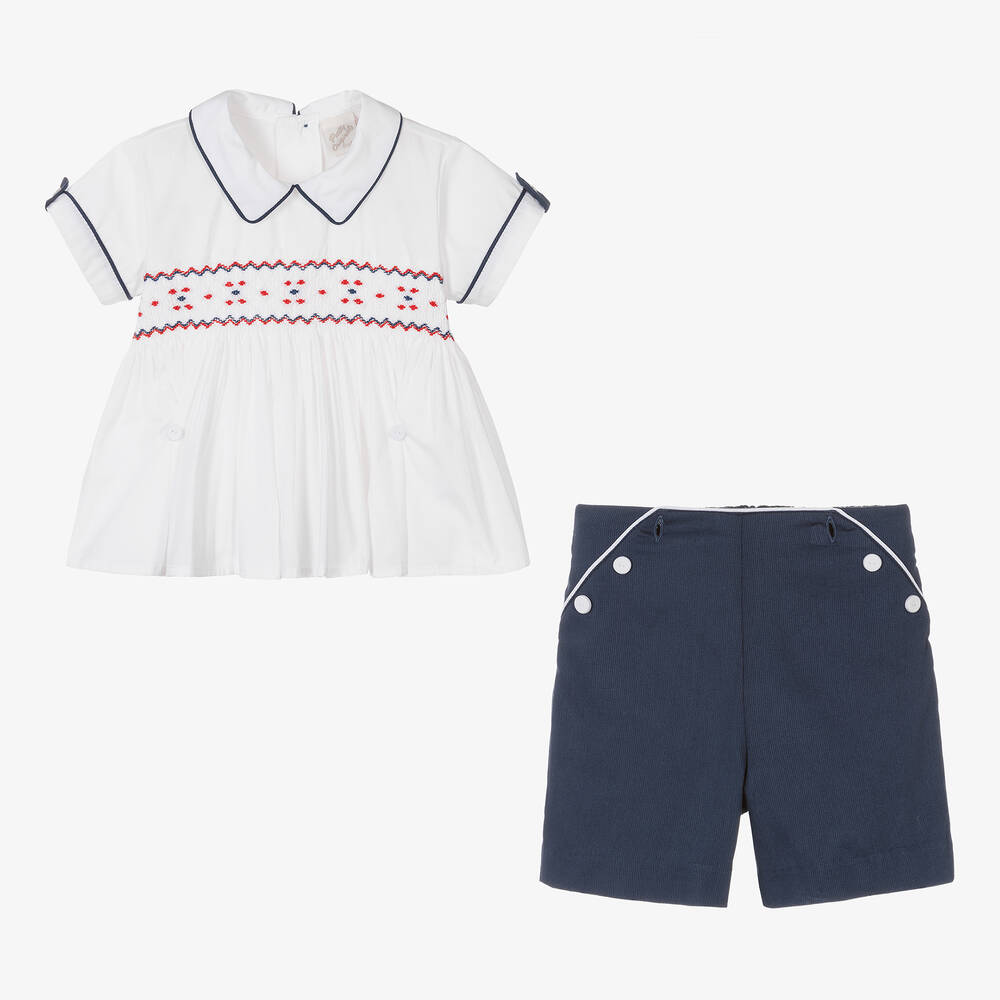 Pretty Originals-بِدلة رسمية قطن لون أبيض وكحلي للأولاد | Childrensalon Outlet