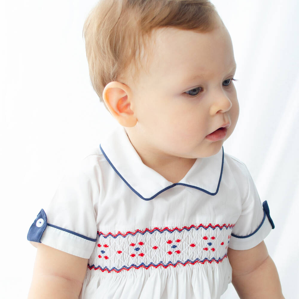 Pretty Originals-بِدلة رسمية قطن لون أبيض وكحلي للأولاد | Childrensalon Outlet