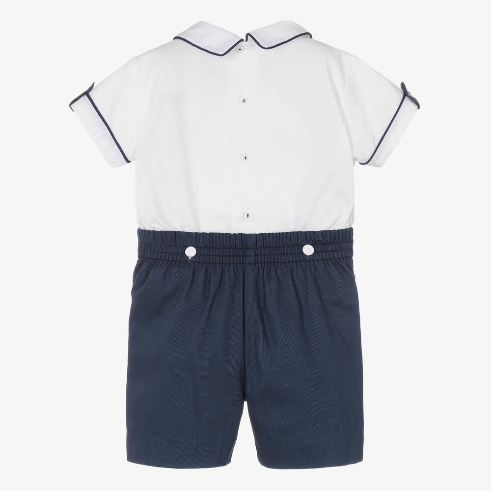 Pretty Originals-بِدلة رسمية قطن لون أبيض وكحلي للأولاد | Childrensalon Outlet