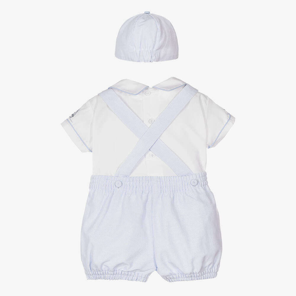 Pretty Originals-طقم شورت أطفال ولادي مزيج قطن مقلم لون أبيض وأزرق | Childrensalon Outlet