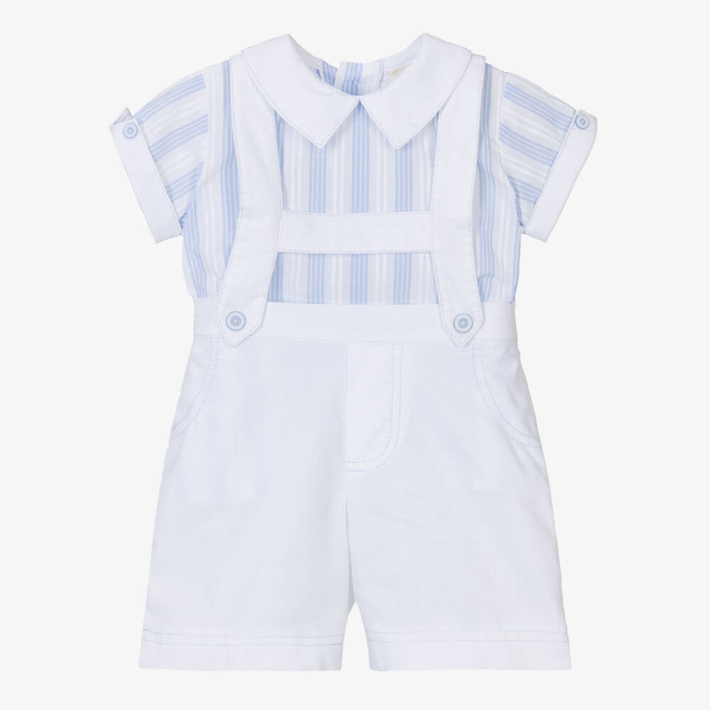 Pretty Originals-Boys White Cotton Shorts Set | Childrensalon Outlet