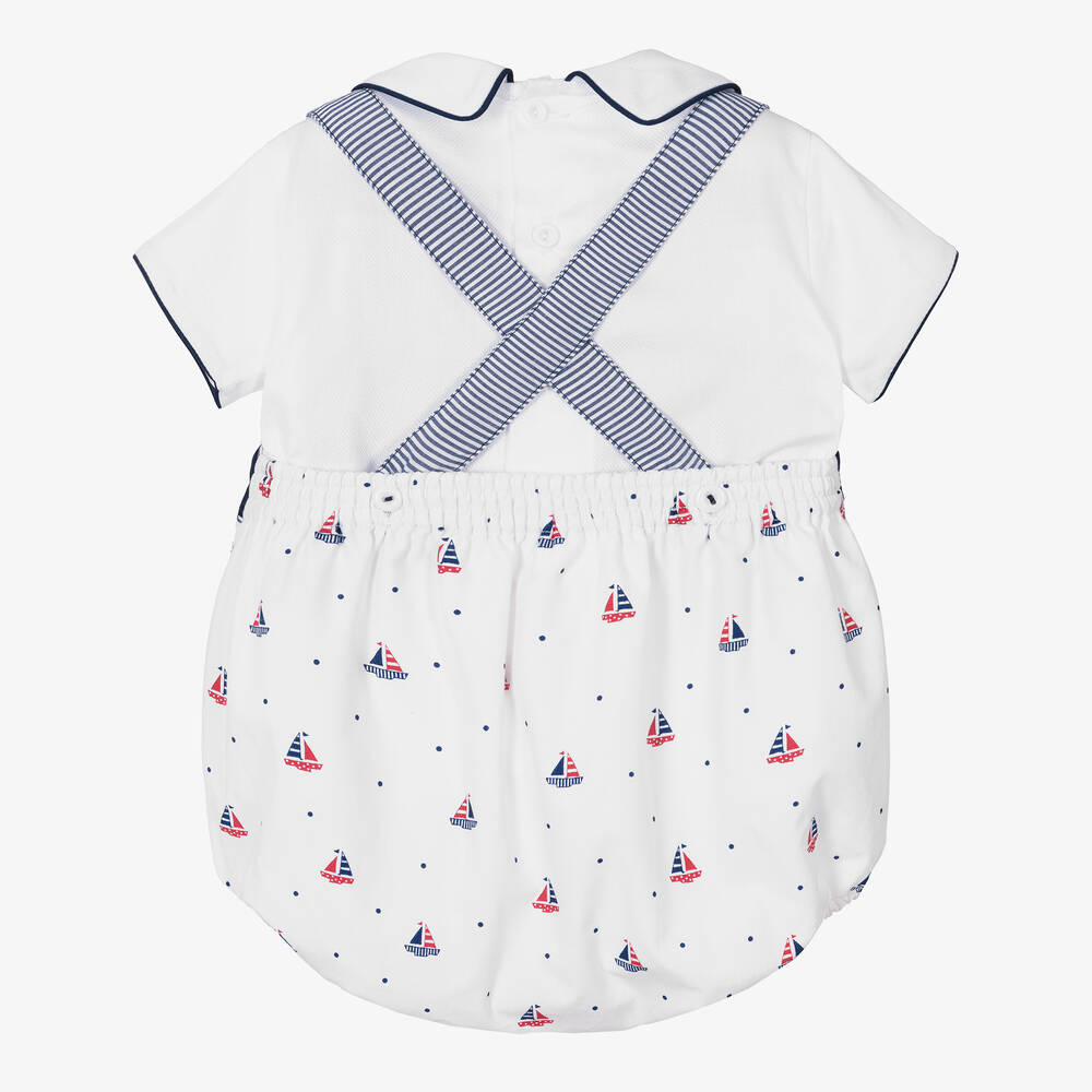 Pretty Originals-Boys White Cotton Shorts Set | Childrensalon Outlet