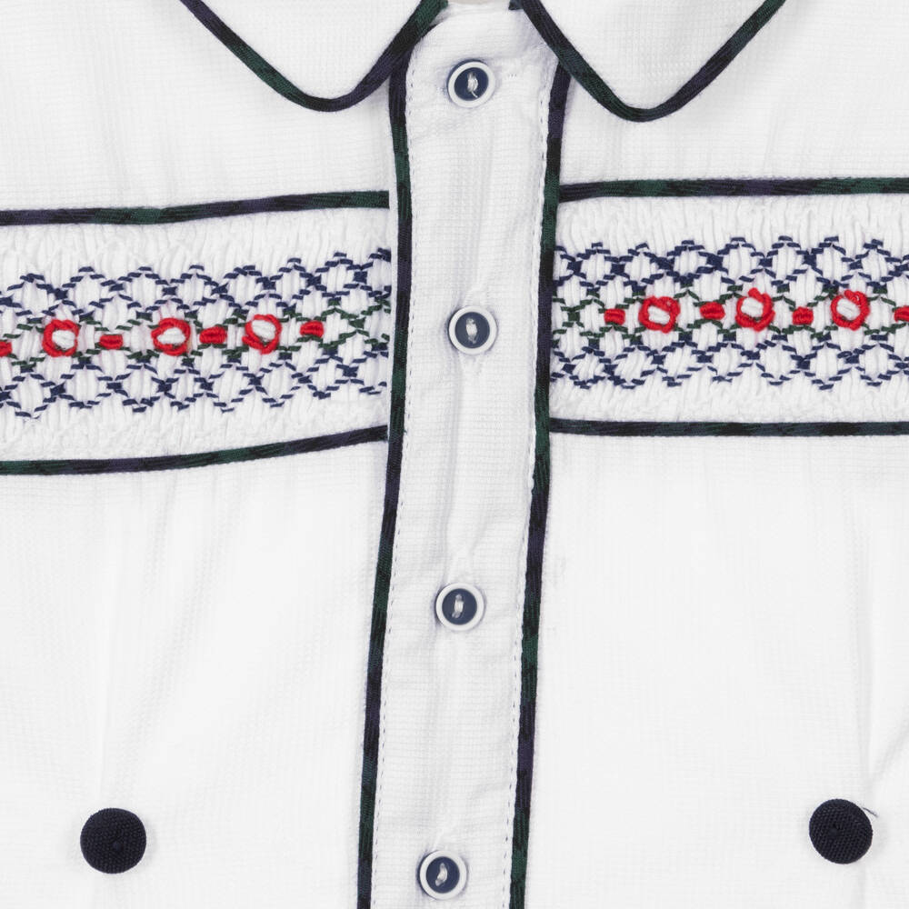 بريتي أوريجينال-بِدلة رسمية أطفال ولادي قطن لون أبيض واخضر | Childrensalon Outlet