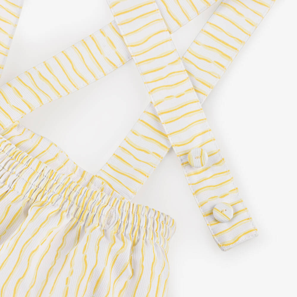 Pretty Originals-Boys White & Yellow Striped Shorts Set | Childrensalon Outlet