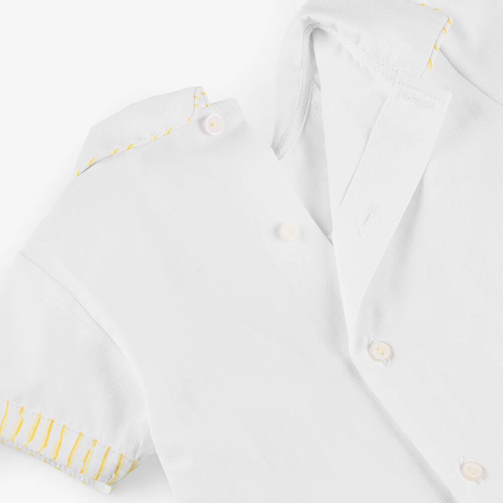 Pretty Originals-Boys White & Yellow Striped Shorts Set | Childrensalon Outlet