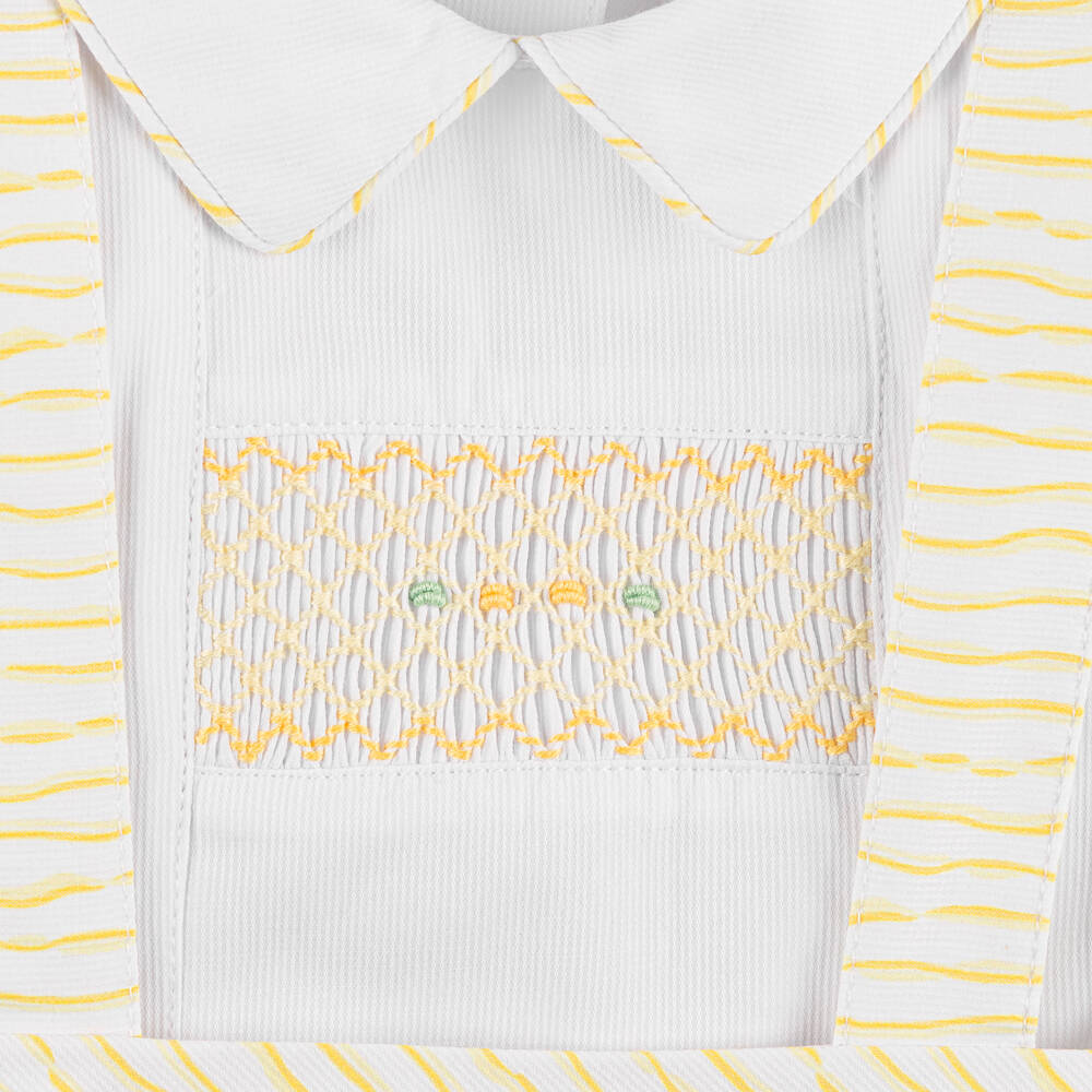 Pretty Originals-Boys White & Yellow Striped Shorts Set | Childrensalon Outlet