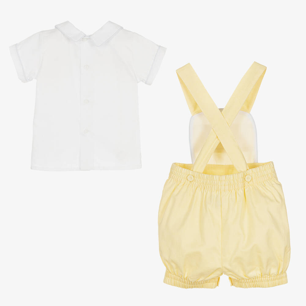 Pretty Originals-Boys Yellow Rocking Horse Dungarees Set | Childrensalon Outlet