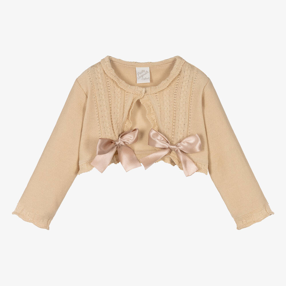 Pretty Originals - Cardigan beige en maille de coton | Childrensalon